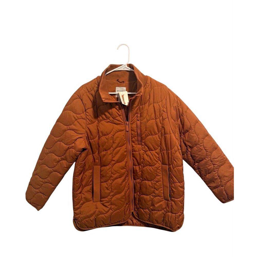 Sanctuary Modern Supply Women's Brown Quilted Zip Jacket Pockets Size L